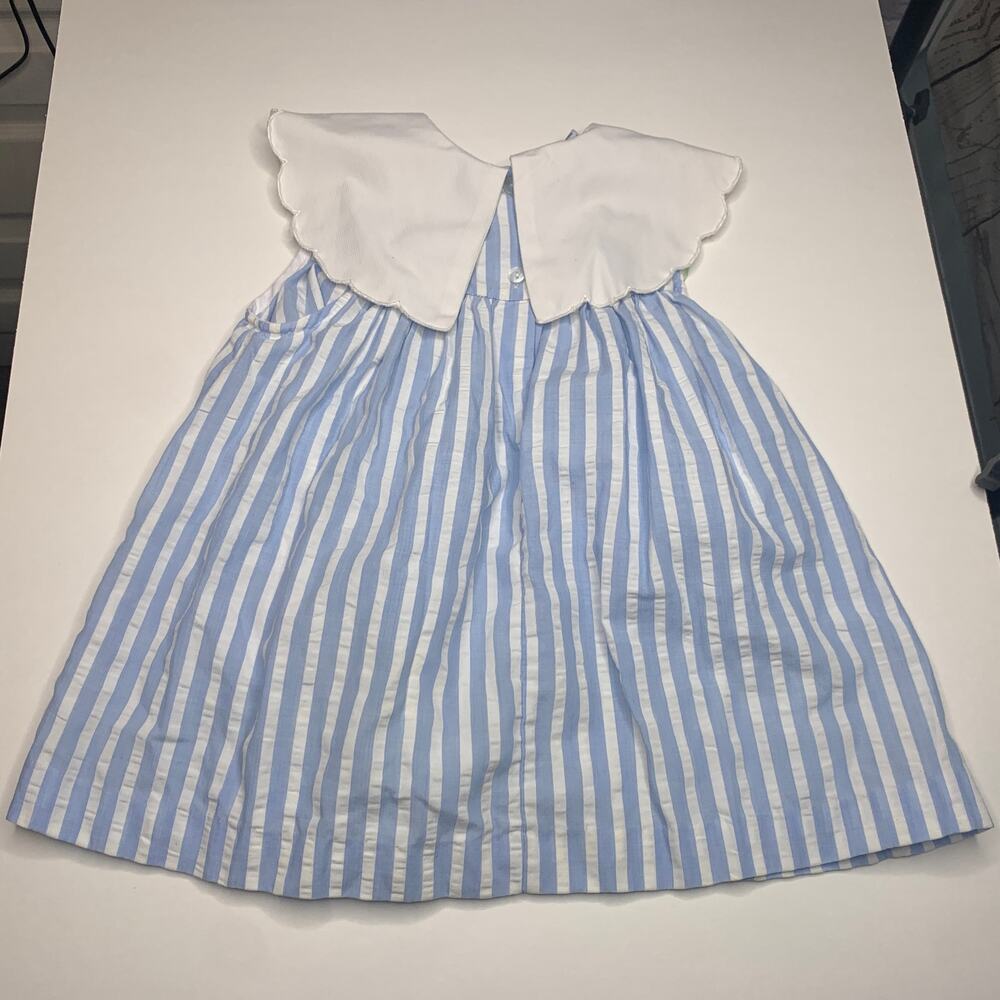 vintage 4T Samara sundress tulips stripes blue pink green toddler dress - Picture 3 of 5